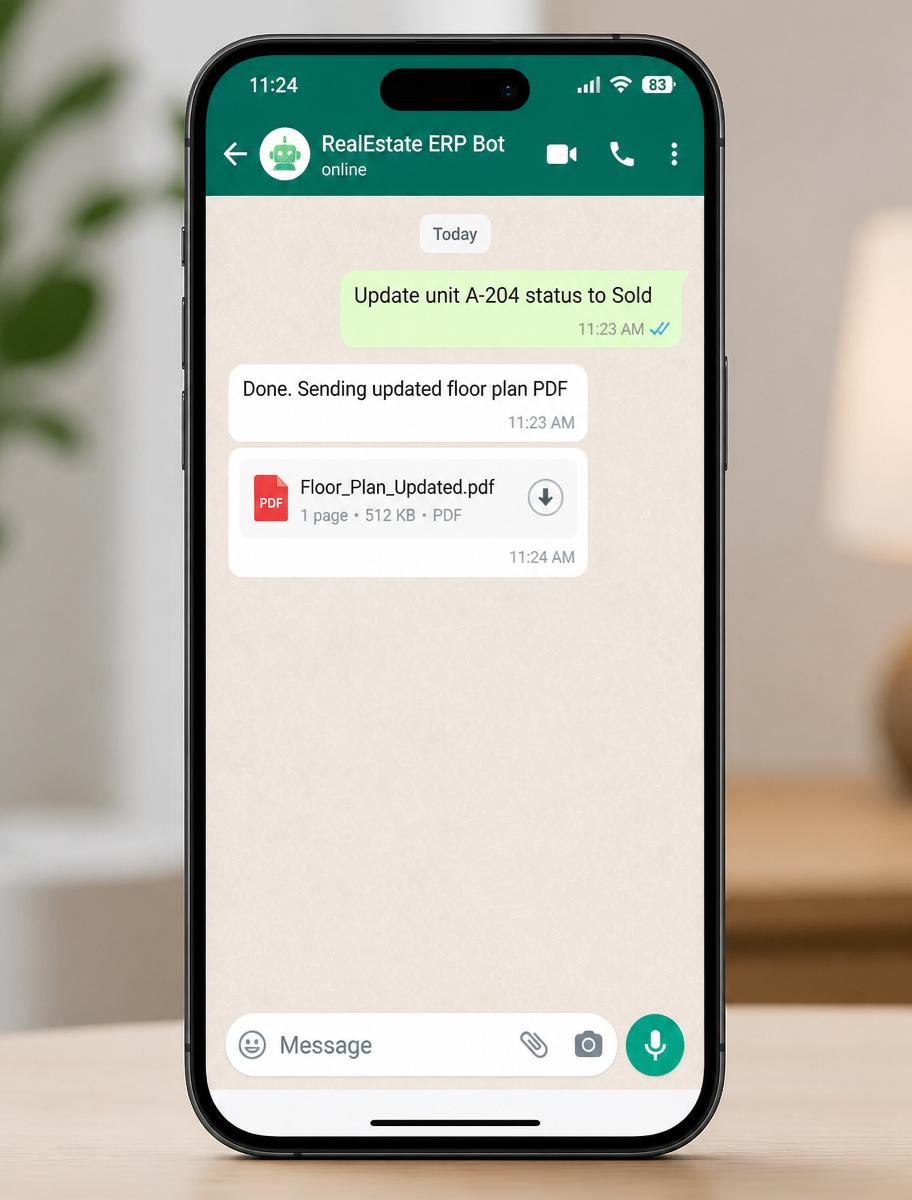WhatsApp dealer bot updating unit status